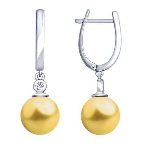 Серьги SOKOLOV из серебра с жемчугом Swarovski и фианитами 94023018 в ТВОЕ