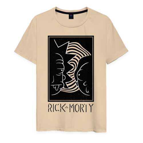 Футболка мужская ВсеМайки Rick and Morty black and white бежевая 4XL в ТВОЕ