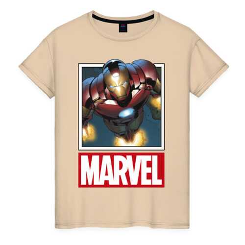 Футболка женская ВсеМайки Iron Man бежевая 4XL в ТВОЕ